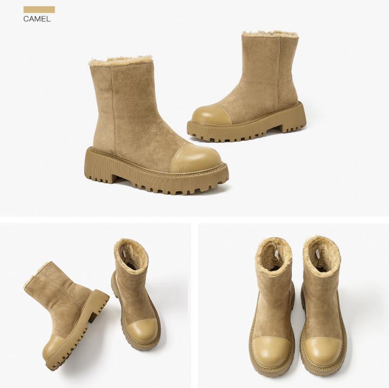 Gracia Dames Suède Platform Snowboots - Abrikoos