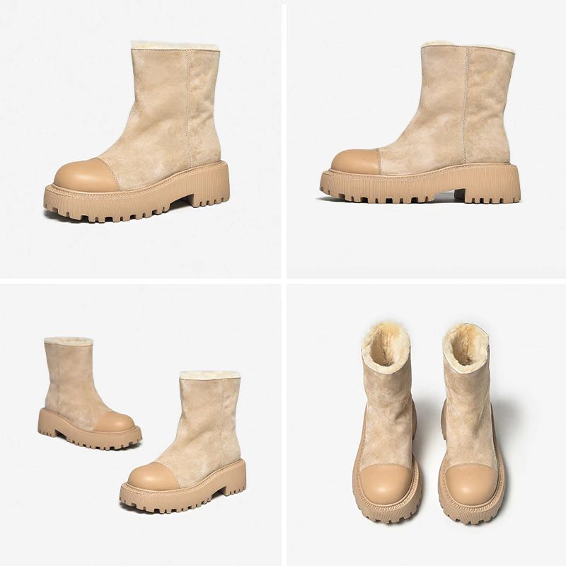Gracia Dames Suède Platform Snowboots - Abrikoos