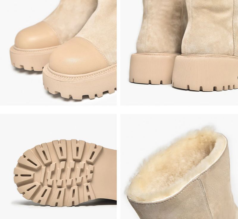 Gracia Dames Suède Platform Snowboots - Abrikoos