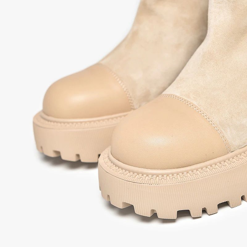 Gracia Dames Suède Platform Snowboots - Abrikoos