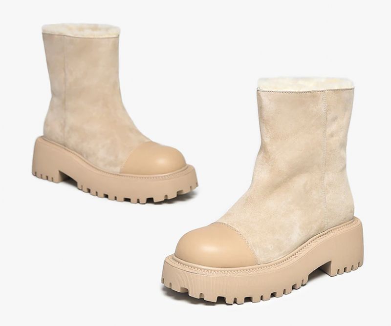 Gracia Dames Suède Platform Snowboots - Abrikoos