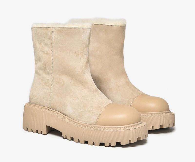 Gracia Dames Suède Platform Snowboots - Abrikoos