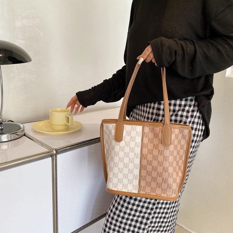 Graciola Dames Trend Designerlleather Tote Handtas - Khaki