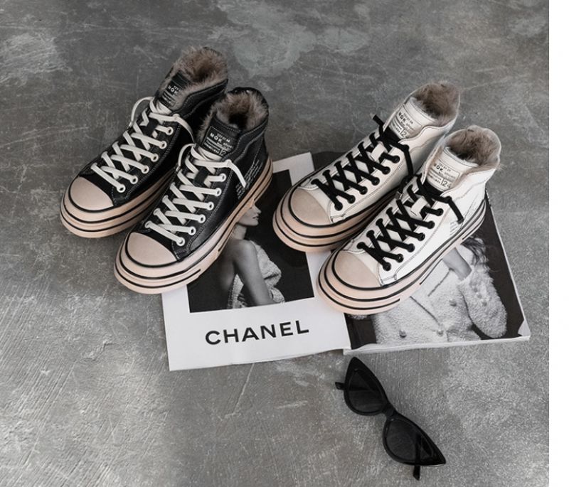 Grillen Dames Sneaker Zwarte Schoenen - Zwarte korte pluche