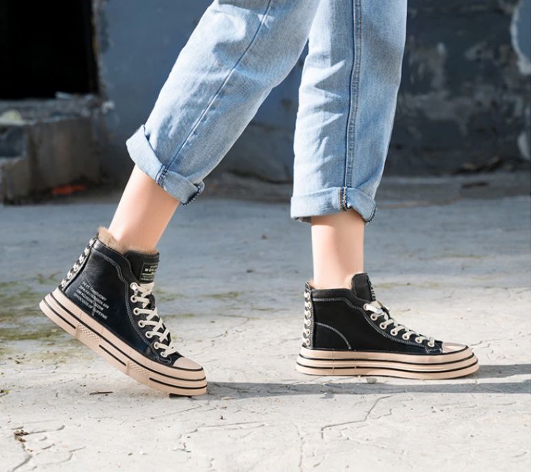 Grillen Dames Sneaker Zwarte Schoenen - Zwarte korte pluche
