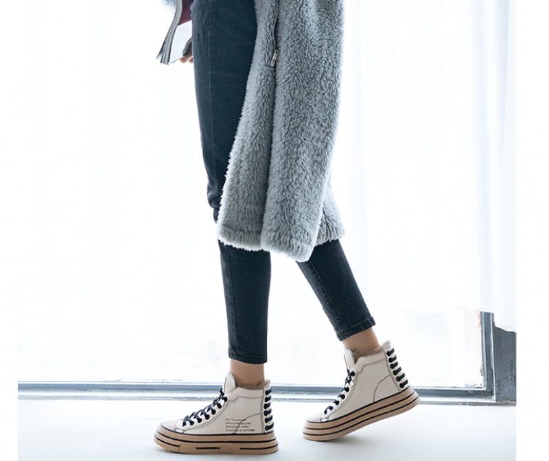 Grillen Dames Sneaker Zwarte Schoenen - Zwarte korte pluche