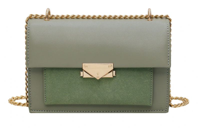 Haman Dames Crossbody Tas Met Leren Kettingen - Groen