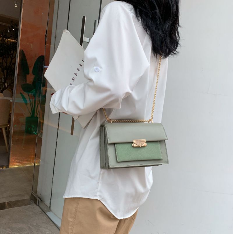 Haman Dames Crossbody Tas Met Leren Kettingen - Groen