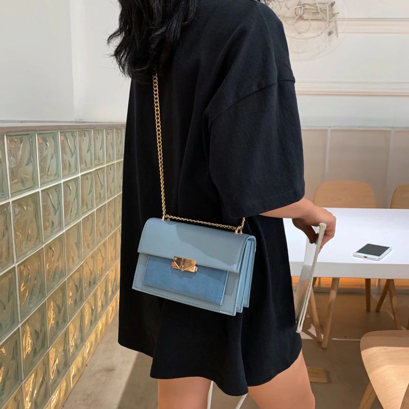 Haman Dames Crossbody Tas Met Leren Kettingen - Groen