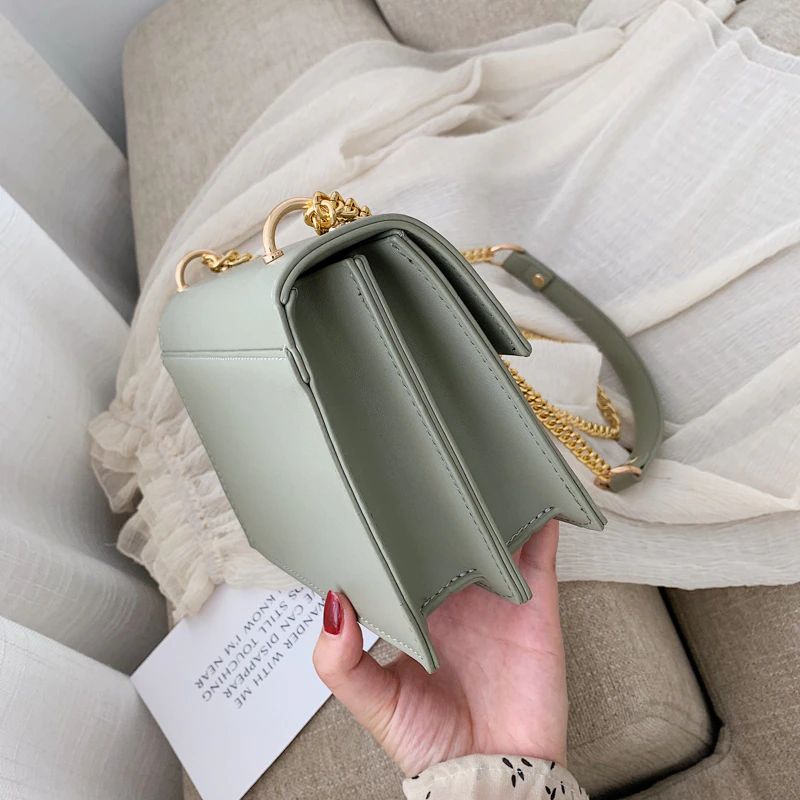 Haman Dames Crossbody Tas Met Leren Kettingen - Groen