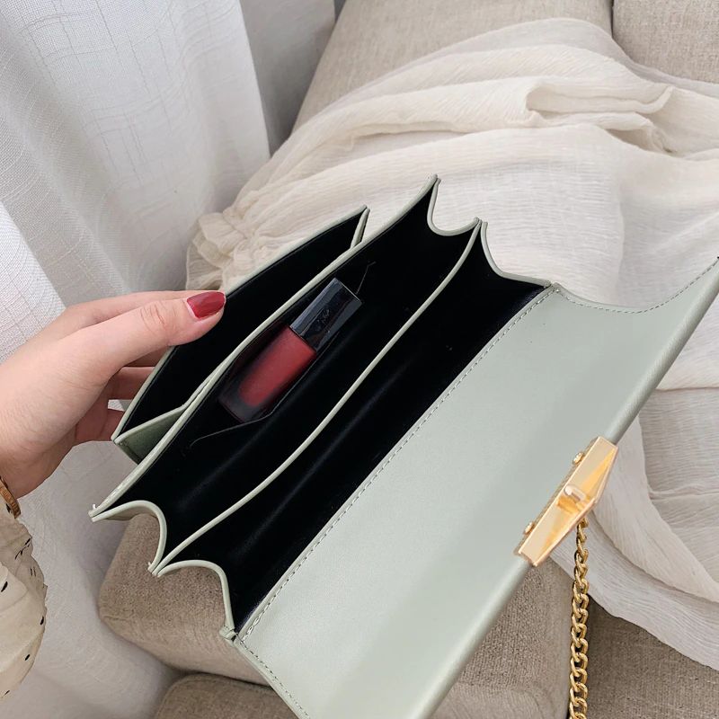 Haman Dames Crossbody Tas Met Leren Kettingen - Groen
