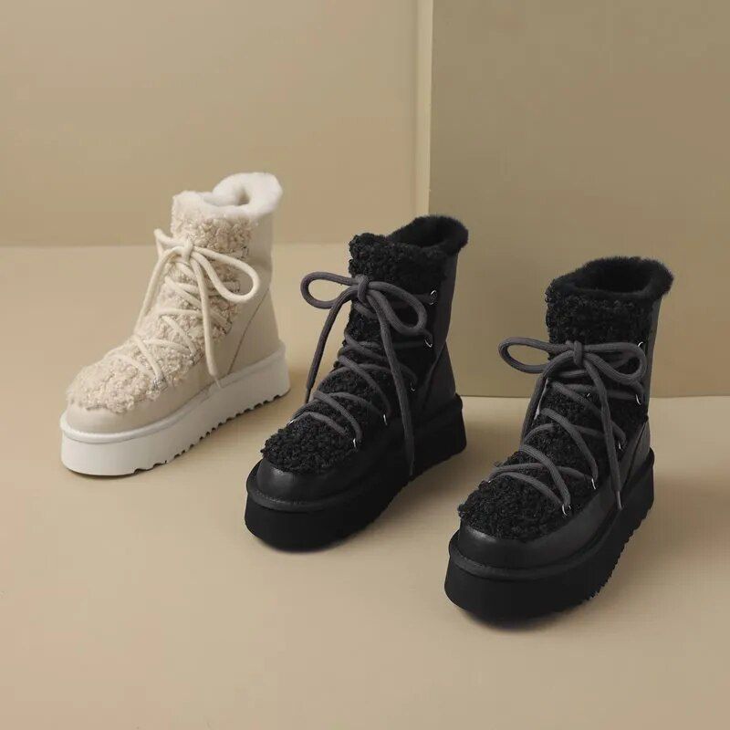 Hana Dames Snow Platform Boots - Abrikoos