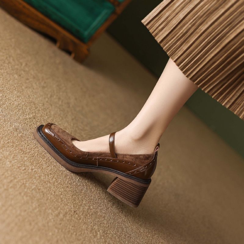 Hanna Dames Leren Carving Design Pumps - Zwart