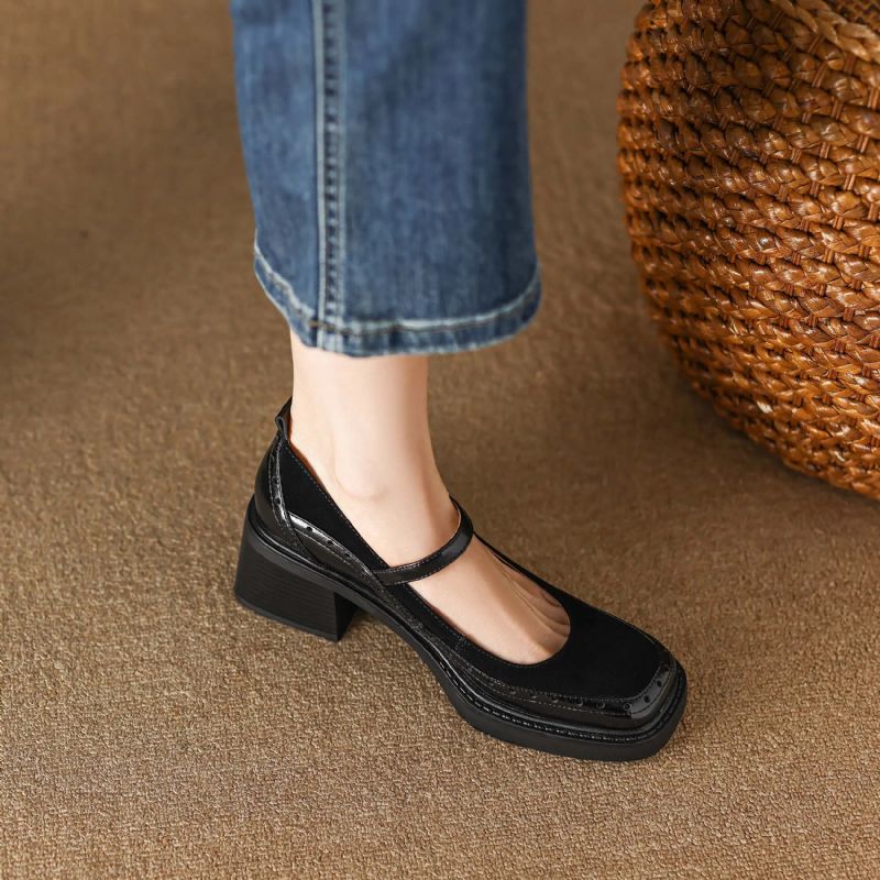 Hanna Dames Leren Carving Design Pumps - Zwart