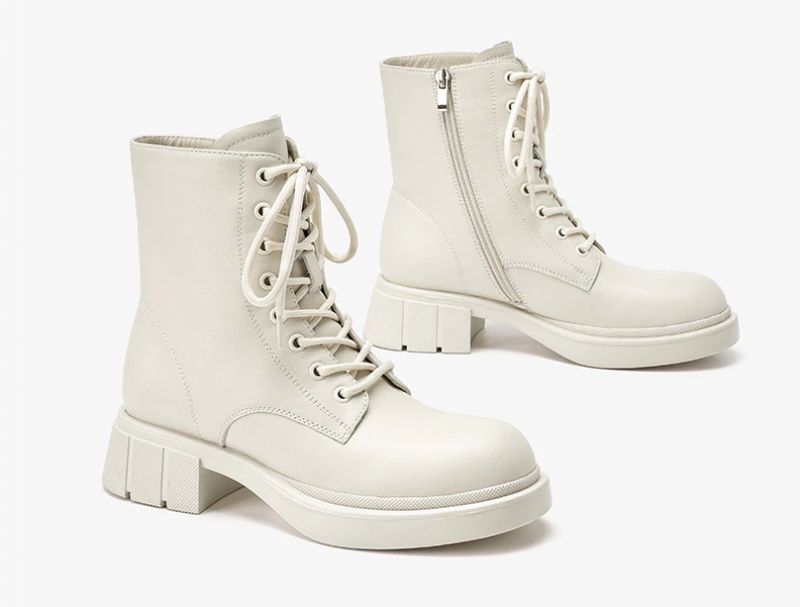 Harrell Dames Ronde Neus Leren Laarzen - Beige