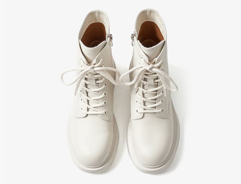Harrell Dames Ronde Neus Leren Laarzen - Beige