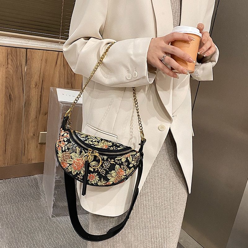 Hasan Dames Designer Luxe Stoffen Handtas - Zwart