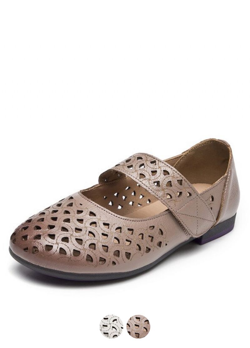 Hazel Dames Leren Platte Schoenen