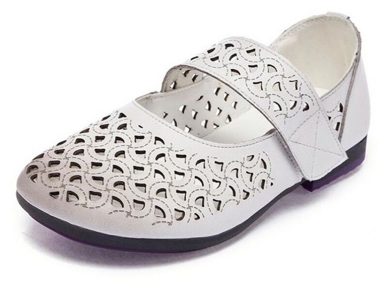 Hazel Dames Leren Platte Schoenen - Kaki