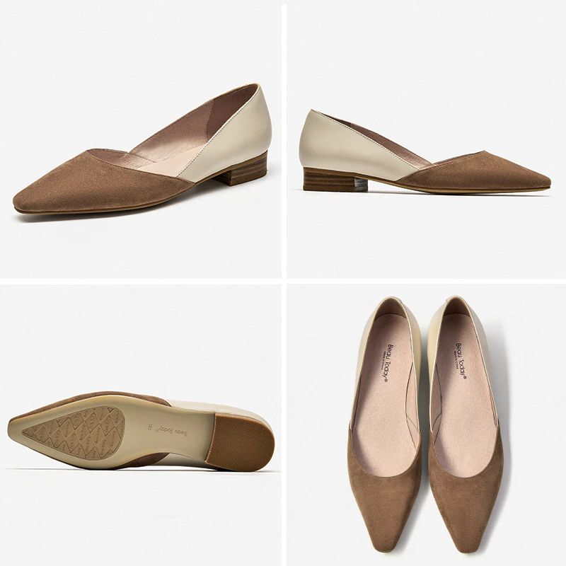 Hilaria Platte Leren Schoenen Voor Dames - Bruin