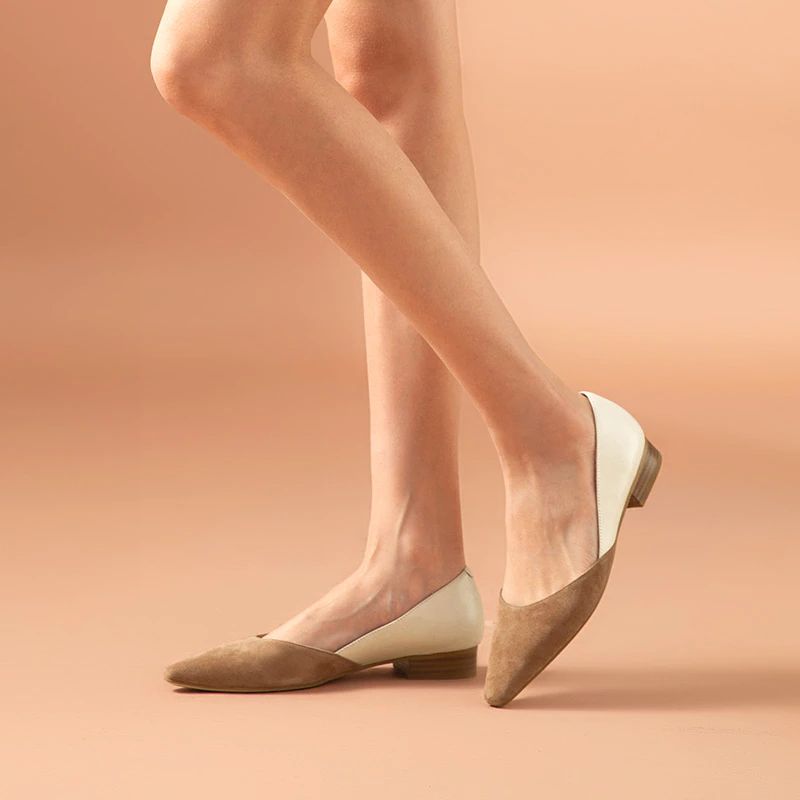 Hilaria Platte Leren Schoenen Voor Dames - Bruin