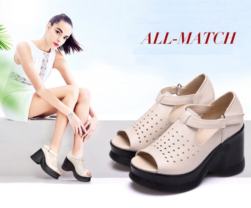 Hilary Dames Platform Sandaal - Beige