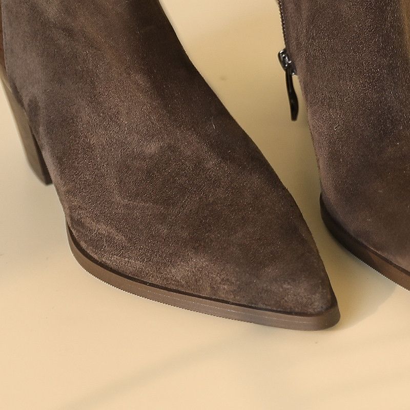 Holaya Dames Puntige Neus Herfst Laarzen - Bruin Geen bont