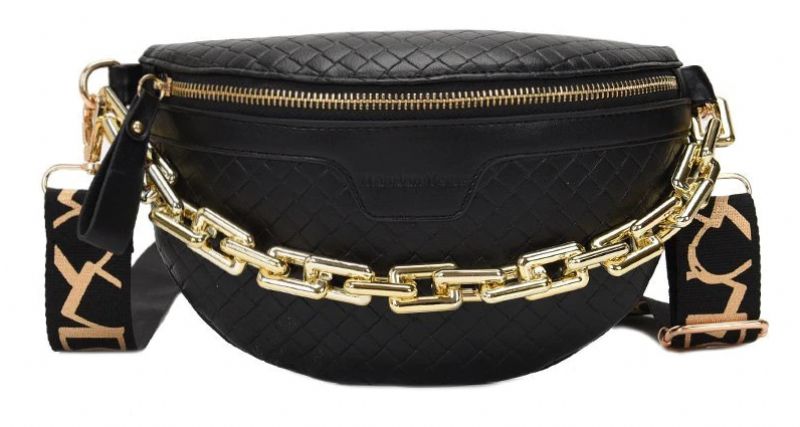 Holny Dames Kleine Dikke Ketting Leren Crossbody Handtas - Zwart