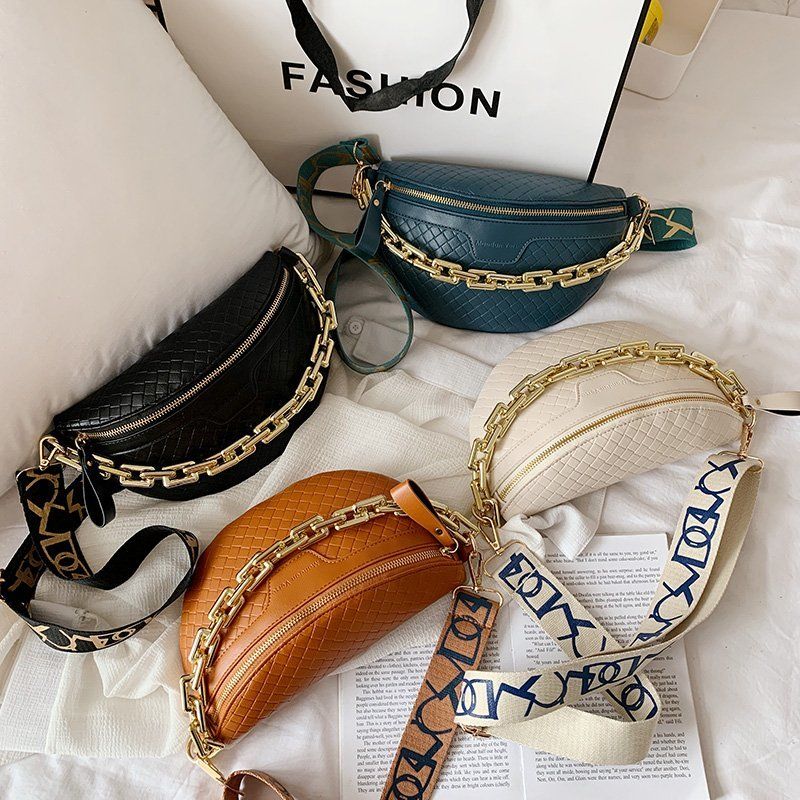 Holny Dames Kleine Dikke Ketting Leren Crossbody Handtas - Zwart