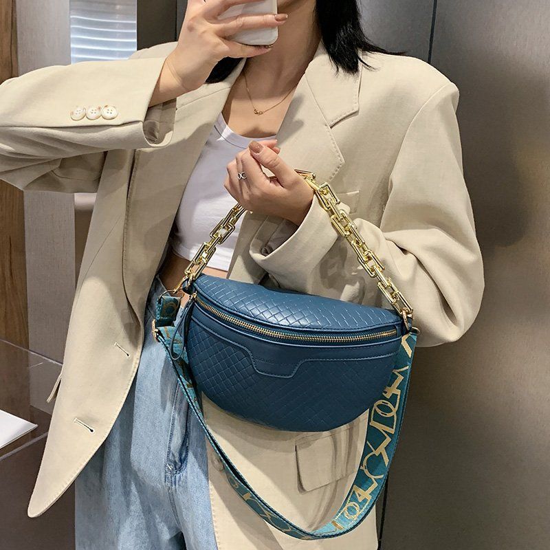 Holny Dames Kleine Dikke Ketting Leren Crossbody Handtas - Zwart