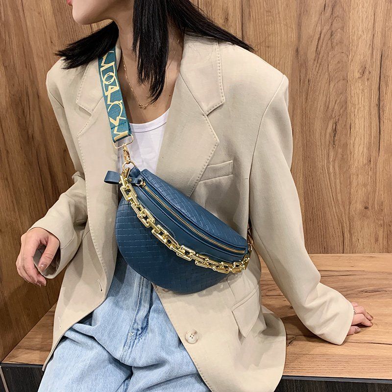 Holny Dames Kleine Dikke Ketting Leren Crossbody Handtas - Zwart