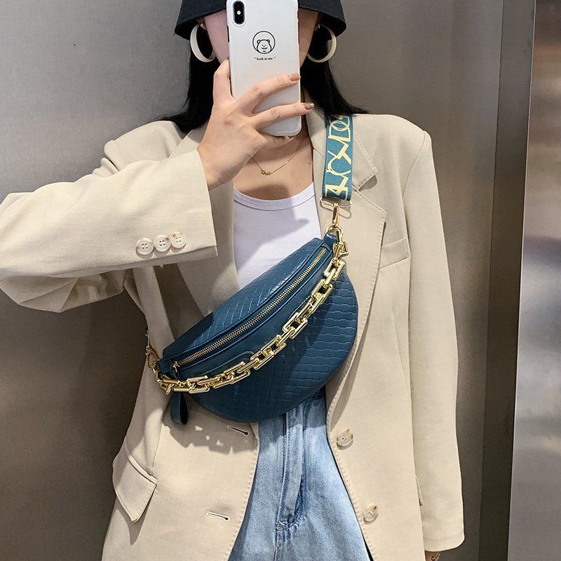 Holny Dames Kleine Dikke Ketting Leren Crossbody Handtas - Zwart