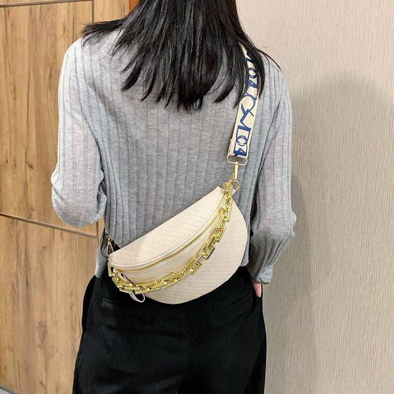 Holny Dames Kleine Dikke Ketting Leren Crossbody Handtas - Zwart