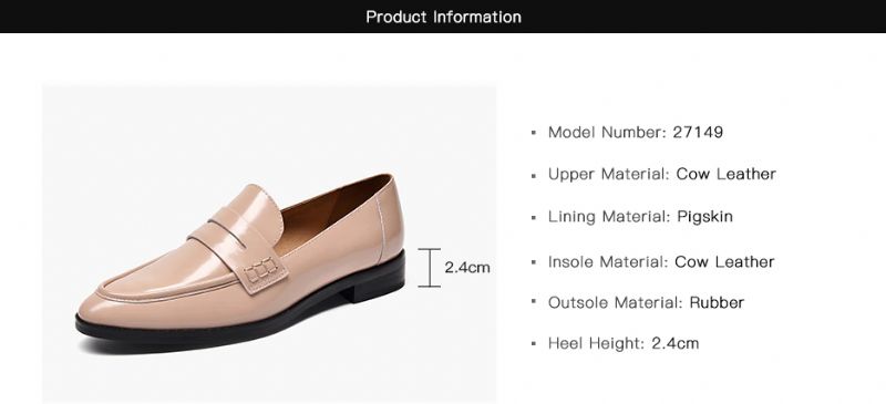 Hospina Penny Leren Loaferschoenen Voor Dames - Beige