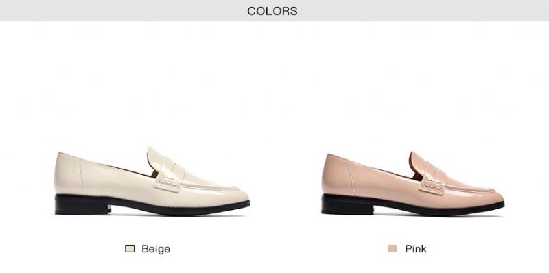 Hospina Penny Leren Loaferschoenen Voor Dames - Beige