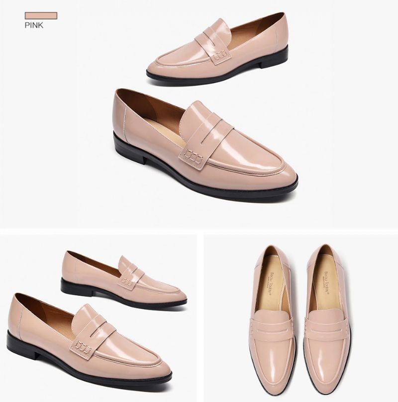 Hospina Penny Leren Loaferschoenen Voor Dames - Beige