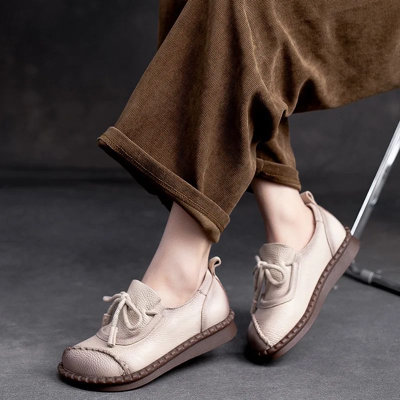 Idalia Dames Leren Loafers Schoenen - Bruin
