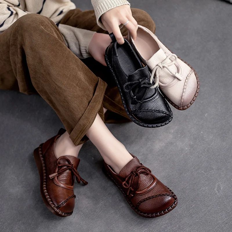 Idalia Dames Leren Loafers Schoenen - Bruin