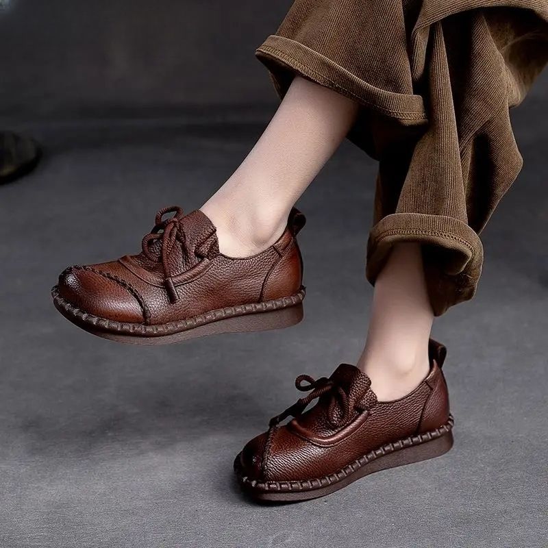 Idalia Dames Leren Loafers Schoenen - Bruin