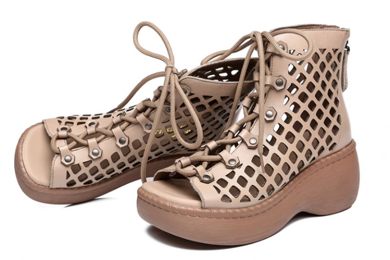 Idaly Dames Platform Sandaal - Khaki