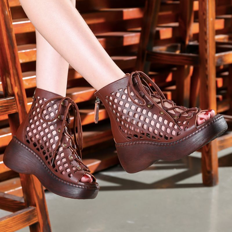 Idaly Dames Platform Sandaal - Khaki
