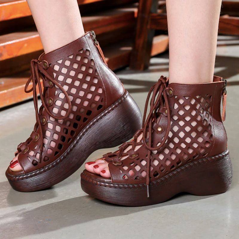 Idaly Dames Platform Sandaal - Khaki