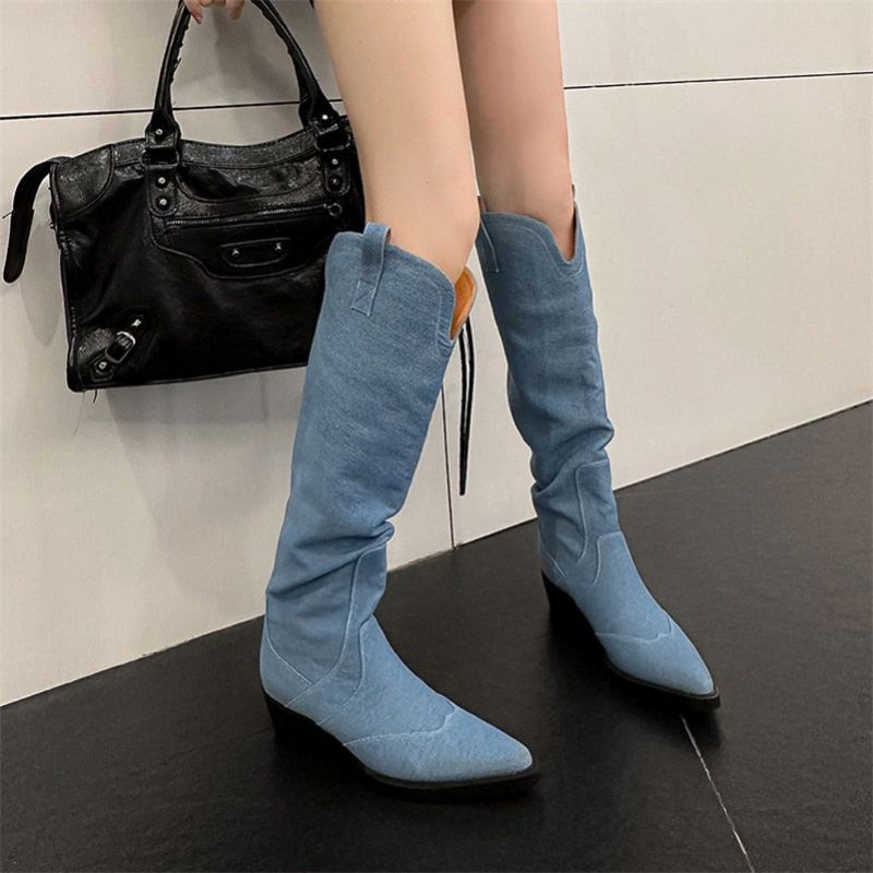 Ilaria Dames Western Laarzen - Blauwe korte laarzen
