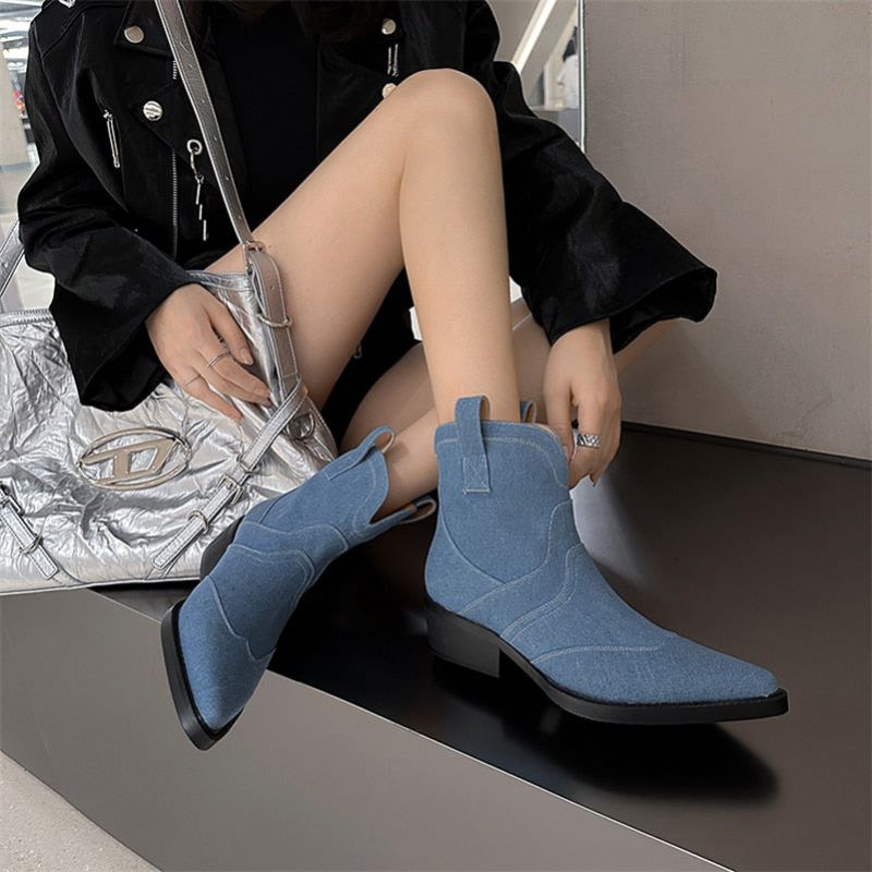 Ilaria Dames Western Laarzen - Blauwe korte laarzen