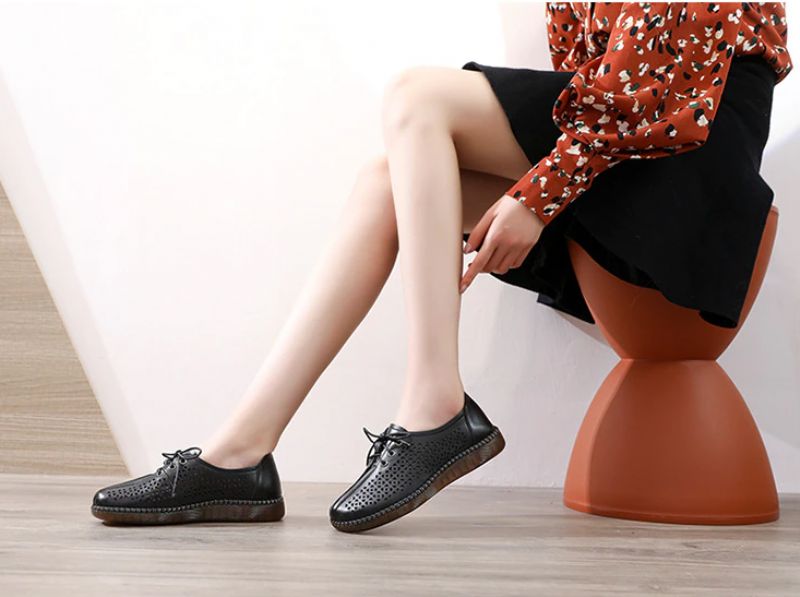 Imbert Dames Hollow Out Oxfords Schoenen - Zwart