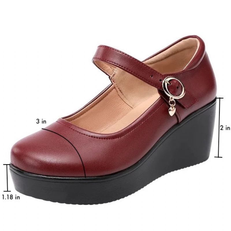 Ines Dames Comfortabele Platform Schoenen - Rood