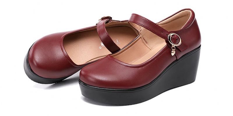 Ines Dames Comfortabele Platform Schoenen - Rood