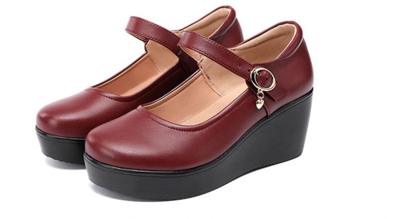 Ines Dames Comfortabele Platform Schoenen - Rood