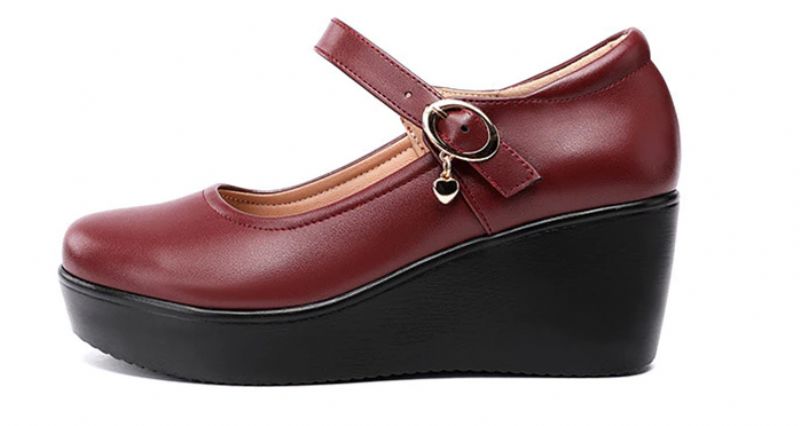 Ines Dames Comfortabele Platform Schoenen - Rood