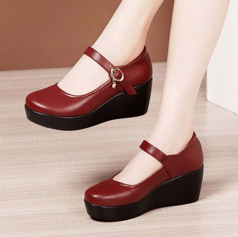 Ines Dames Comfortabele Platform Schoenen - Rood
